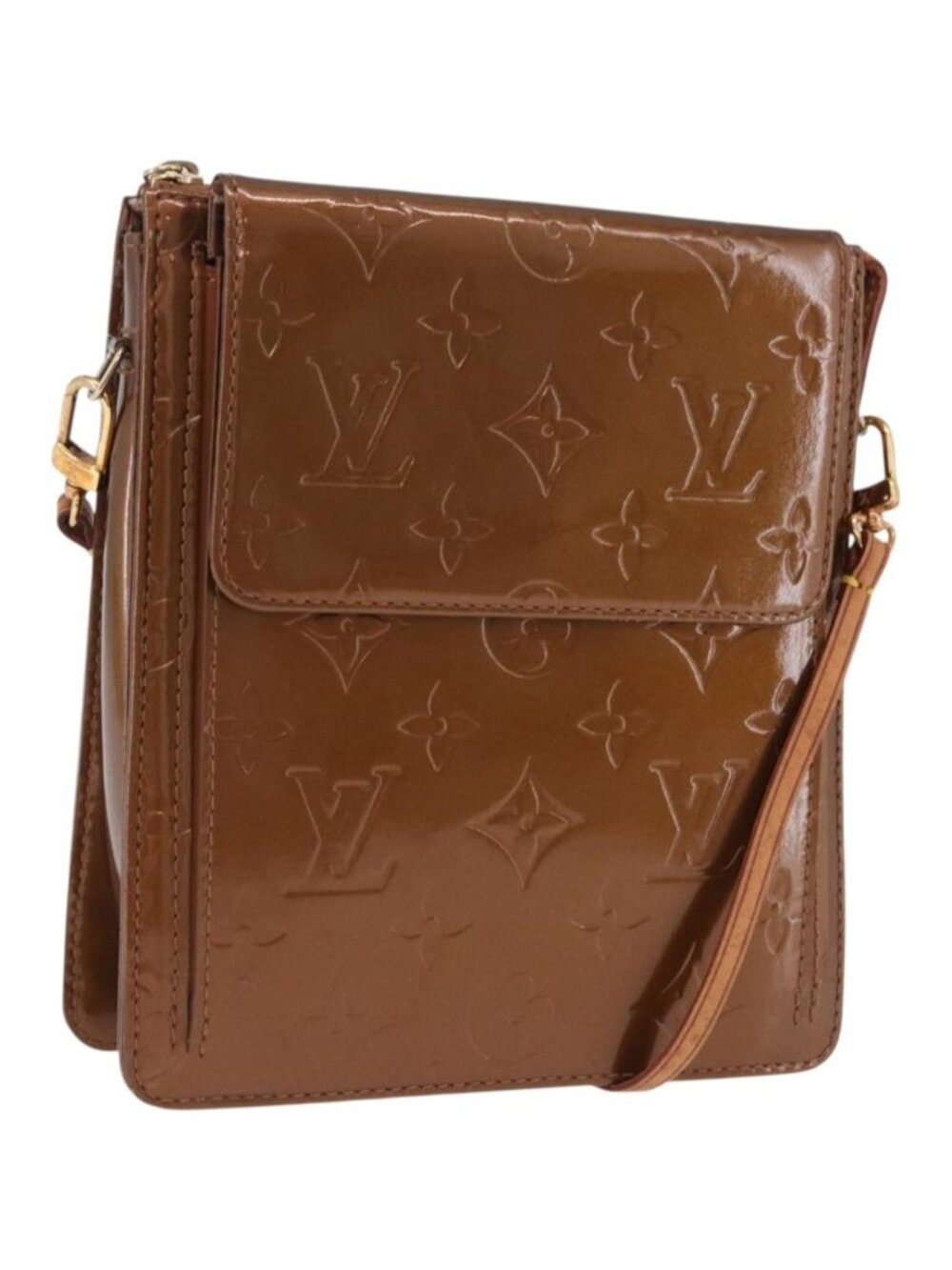 LOUIS VUITTON Monogram Vernis Motto Accessory Pouch Bronze M91138